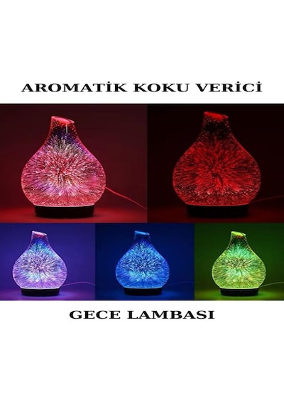 7 Renk Led Işıklı Aromaterapi Difüzörü Otomatik Kapanmalı Zaman Ayarlı Koku Verici Gece Lambası Pembe