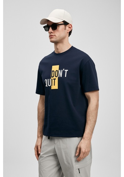 Lufian Carl Modern Grafik T- Shirt Lacivert Lacivert 111020285100200
