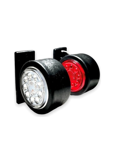 Ahmet Otomotiv 2 Adet Mercekli Takoz Lamba Kırmızı-beyaz 12v-24v