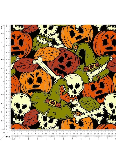Happy Halloween Yeşil Zemin Üzerinde Korkunç Yüzlübal Kabakları Ve Kurukafalar Ve Kemikler Cadılar Bayramı