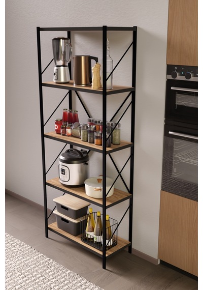 150 Cm Dekoratif 5 Raflı Kitaplık Çok Amaçlı Raf Mutfak Rafı Metal Kitaplık Atlantik Çam Ceviz 150 Cm Dekoratif 5 Raflı Kitaplık Çok Amaçlı Raf Mutfak Rafı Metal Kitaplık Atlantik Çam Ceviz
