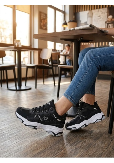 Yunomus Conpax Yüksek Taban Outdoor Tarzı Kadın Sneaker Spor Ayakkabı SİYAH-BEYAZ