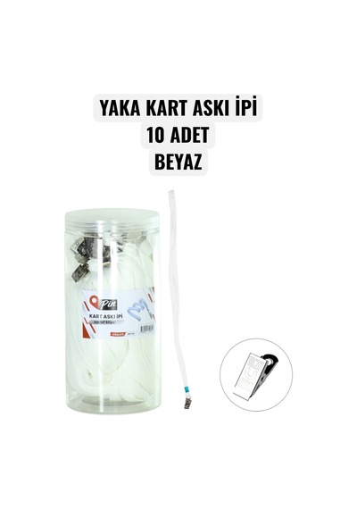 Yaka Kart Askı İpi 10 Adet Beyaz
