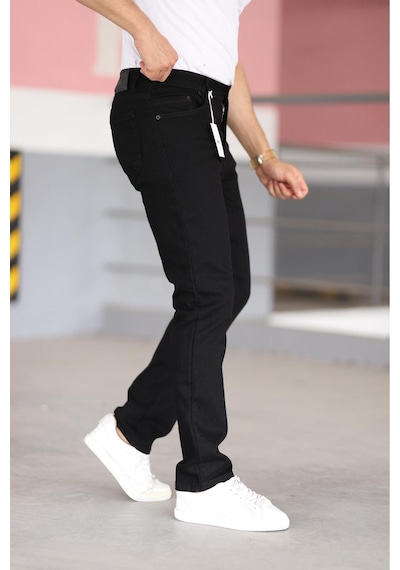 Bürke Premium Erkek Siyah Renk Regular Fit Rahat Kesim Esnek Likralı Denim Jeans Kot Pantolon