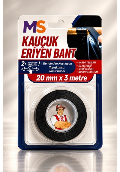 Premium Üst Kalite Kauçuk Eriyen Bant Yanmaz 20 Mm X 3 Metre İzolasyon Güçlü Yapışkanlı Tamir Bandı