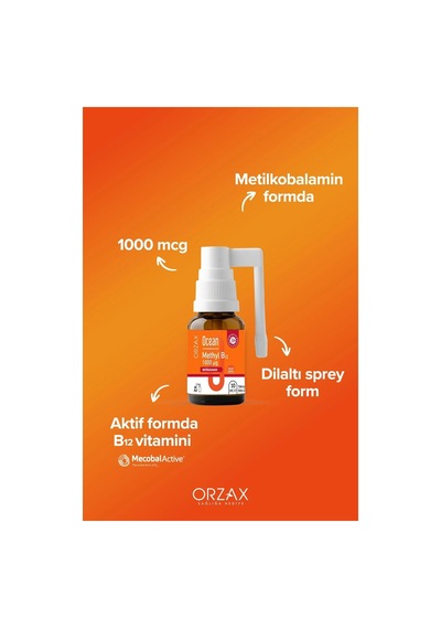 Orzax Ocean Methyl B12 1000 Mcg Sprey 10 Ml - Aktif B12 Vitamini İçeren Takviye Edici Gıda