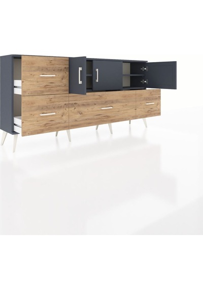 Arges Konsol 4 Raflı 4 Çekmeceli 3 Kapaklı 176x30x83 Antrasit-antrasit/çam Antrasit/çam Arges Konsol 4 Raflı 4 Çekmeceli 3 Kapaklı 176x30x83 Antrasit-antrasit/çam Antrasit/çam