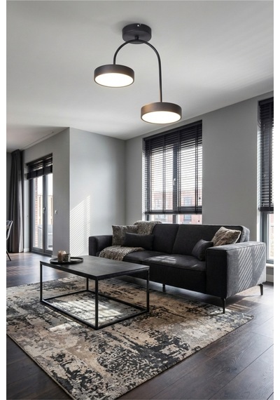 Sudem Modern Salon Yatak Odası Giyinme Odası Mutfak Beyaz Işık Ledli Renk 2 Li Led Avize Siyah Siyah