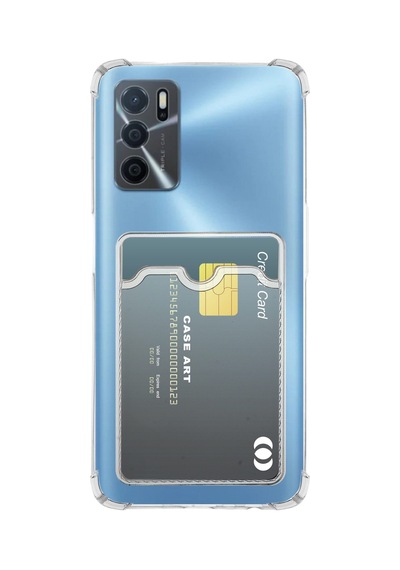 Oppo A16 Kapak Kamera Korumalı Kartlıklı Darbe Emici Özellikli Şeffaf Silikon Kılıf