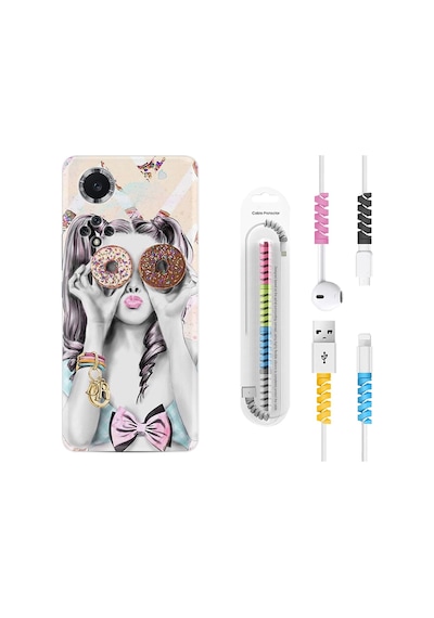 Huawei Nova 9 Kılıf Kablo Koruyuculu Donut Girl 1408