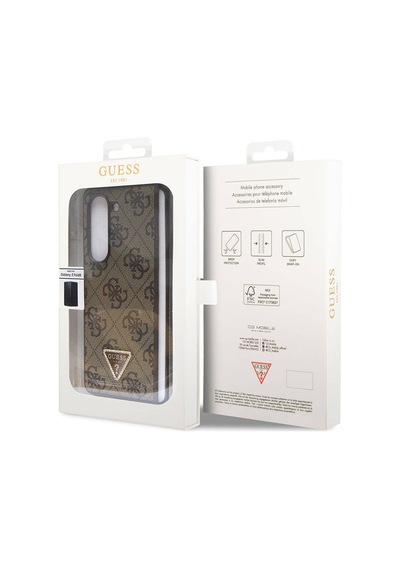 Galaxy Z Fold 5 Uyumlu Kılıf Guess Lisanslı Pu Deri Taşlı Üçgen Logo 4g Desenli Strass Siyah