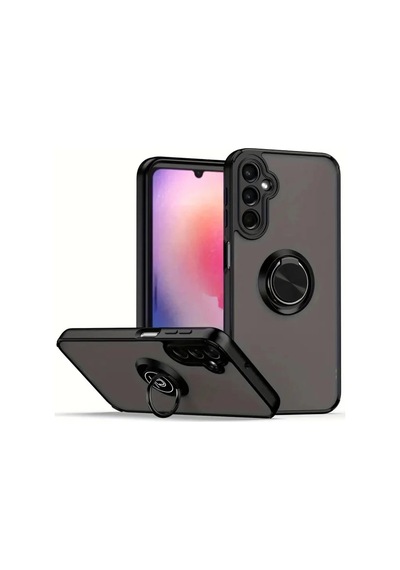 Samsung Uyumlu Galaxy A36 Uyumlu Kılıf Montreal Yüzüklü Silikon Kapak - Siyah
