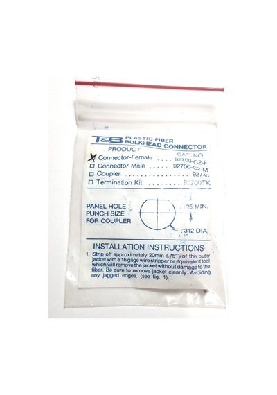 T&B Fiber Optik 2,5Mm Kablo Konektörü 92700-C2-F Thomas & Betts