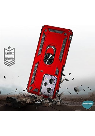 Tr Pro 5g Kılıf Military Ring Holder Kırmızı 12 Pro 5g İle Uyumlu Kılıf - Kırmızı Diğer