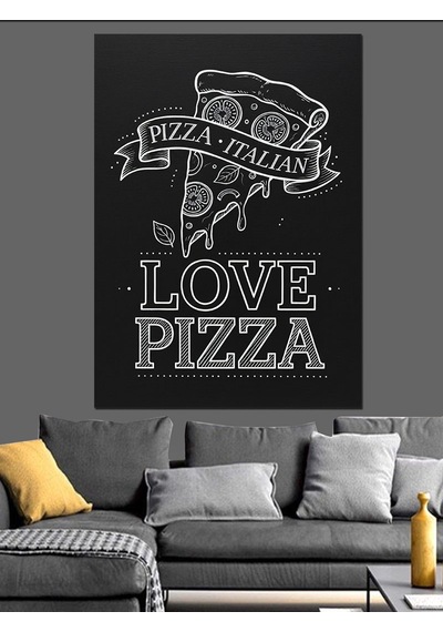 Pizza Aşkı Sonsuz Lezzet Dekoratif Kanvas - Mdf Ahşap Tablo