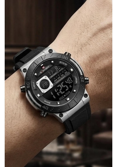 Naviforce Dijital Erkek Kol Saati Alarm Kronometre Metalik
