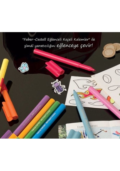 Faber Castell Keçeli Kalem 10 Renk Eğlenceli Keçeli Kalem 10'Lu