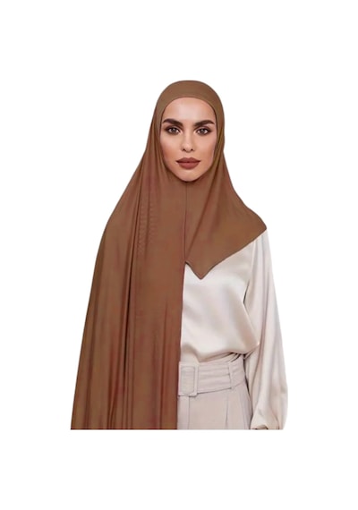 Ardün Hijab Hazır Pratik Penye Şal Geçirmeli Lüks Organik Şal Kaymaz Ve Rahat Kullanım Tarçın - 695350845 Tarçın