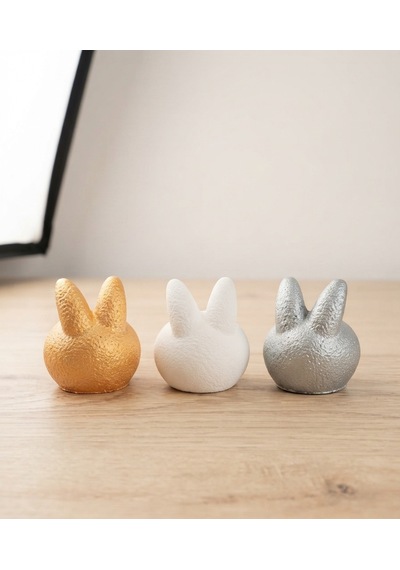 El Yapımı Tavşan Figürlü Dekoratif Mumluk & Tealight Obje 3'lü Set Çok Renkli