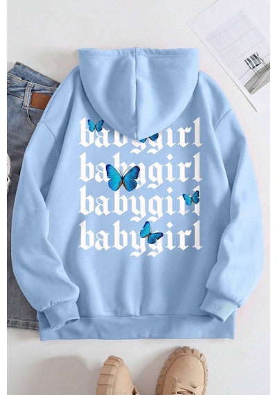 Uyguntarz Baby Girl Baskılı Sweatshirt Bebe Mavisi