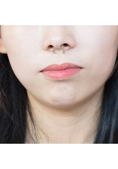 Fake Septum Piercing Unisex Deliksiz Burunlar Için Paslanmaz Çelik Gümüş - 561959076 Gümüş
