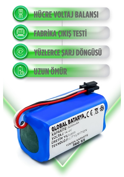 360 S5 Uyumlu Batarya 3200mah Li-ion Pil Yüksek Kapasite