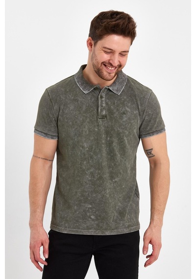 Erkek Polo Yaka T-shirt Haki