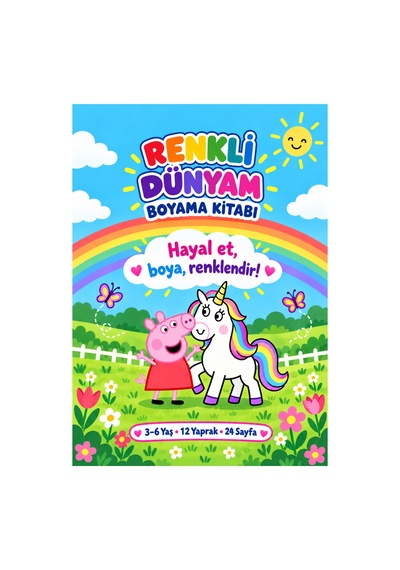 Renkli Dünyam A4 Çocuk Etkinlik A4 Boyama Ve Etkinlik Kitabı 12 Yaprak 24 Sayfa