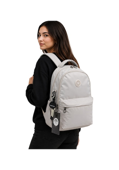 Bej Unisex Okul Çantası Su Geçirmez Kumaş Unisex Okul Sırt Çantası 2200 Bej