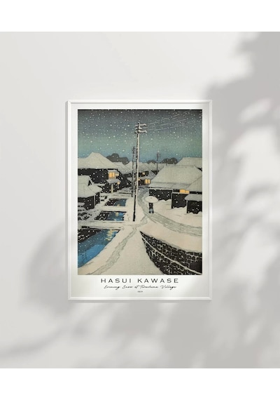 Çerçevesiz Poster Hasui Kawase Terashima Köyü'nde Akşam Karı