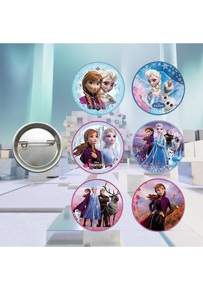 Lisanslı Yaka Çanta Metal Rozeti Frozen-elsa-anna 6lı Paket Pinyata İçi Doğum Günü Hediyesi Diğer
