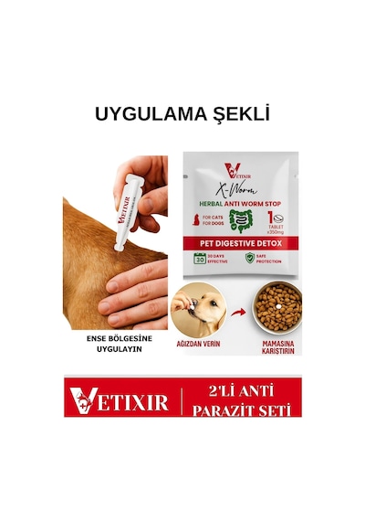 Köpek Bitkisel İç Dış Bit Pire Uzaklaştırıcı Damla Ve Tablet 5 Damla 3 Tablet