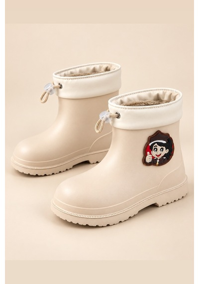 Muggo Kitty İçi Kürklü Lastikli Unisex Çocuk Günlük Yağmur Ve Kar Çizmesi Bej