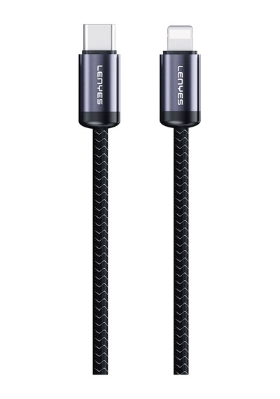 Lenyes Lc537 Type-c To Lightning Hızlı Şarj Özellikli Örgülü Data Ve Şarj Kablosu 27w 1m Siyah