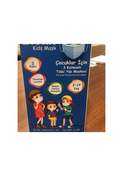 3 Katlı Çocuk Maske 10 Lu X 10 Kutu