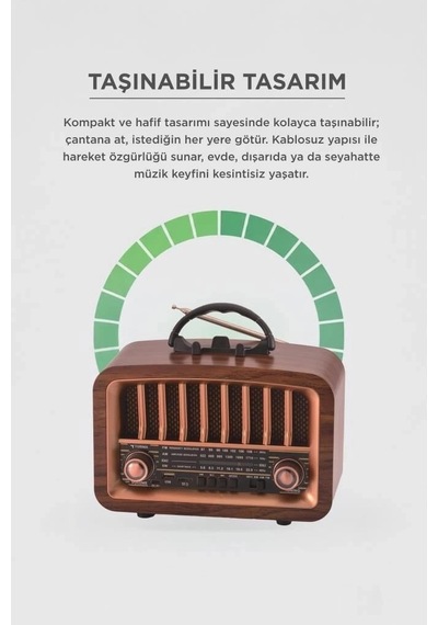 Özel Seri Torima Bluetooth Hoparlör Nostaljik Radyo D57 Klasik Müzik Tarz