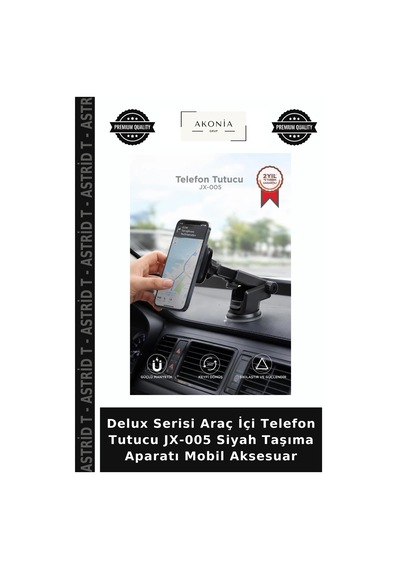 Delux Serisi Araç İçi Telefon Tutucu Jx-005 Siyah Taşıma Aparatı Mobil Aksesuar
