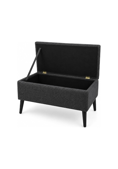 Co Art Home Sandıklı Keten Kumaş Puf / 60 X 45 X 40 / Antrasit Gri Çok Renkli