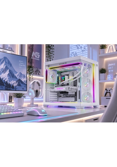 Alpha Royal 7x Argb Fan Kumanda Ve Kontrolcü Atx Boş Bilgisayar Kasası Beyaz