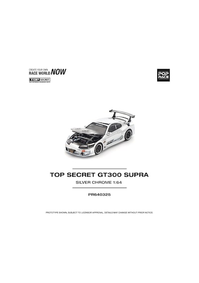 Pop Race Pr64 Toyota Supra Top Secret Gt300 White Chrome 1:64 Diecast Model Araba