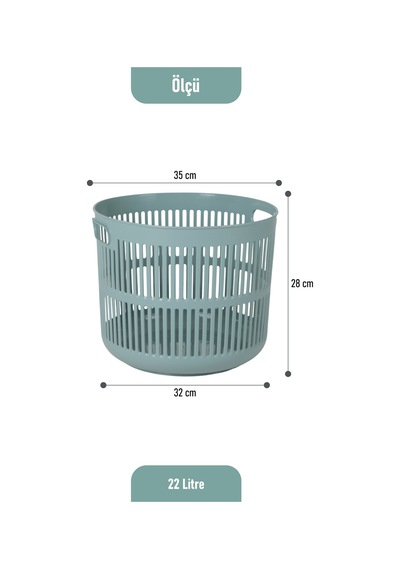 İronika Solara İkili Dekoratif Kirli Çamaşır Sepeti Seti Oyuncak Sepeti 60 - 22 Litre Yeşil Yeşil