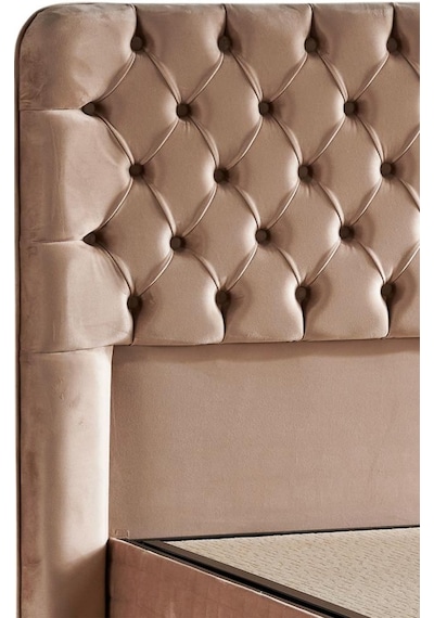 Elegance Lüks Baza Ve Başlık Seti 90x190 Cm Tek Kişilik Krem Babyface Kumaş Baza Ve Başlık Takımı