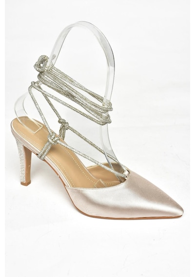 Fox Shoes S404911004 Ten Saten Kumaş Bilekten Bağlamalı Kadın Abiye Ayakkabı Ten