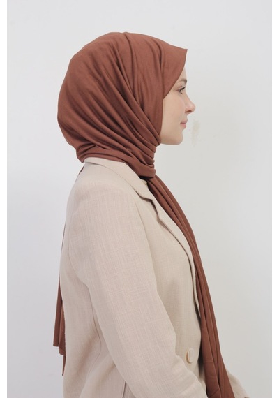 Manolyaşal İslamic Hijab Tesettür Penye Şal - 70 X 180 / Çikolata Çikolata