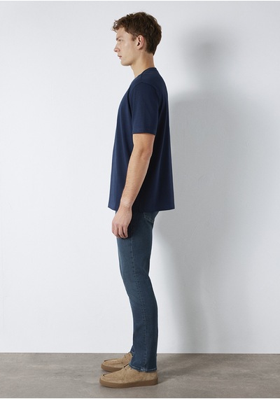 Mavi - Bisiklet Yaka Lacivert Basic Tişört 0611596-70497 Lacivert