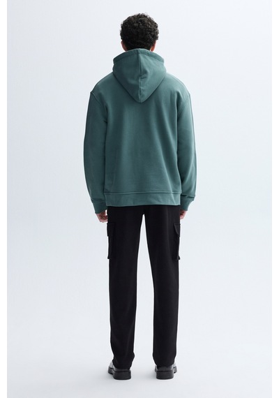 Mudo Erkek Erkek Yeşil Kapüşonlu Kanguru Cepli Oversize Sweatshirt 1264811