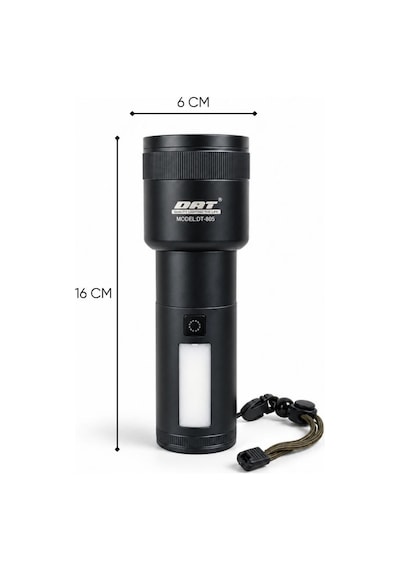 Şarj Edilebilir Zoomlu El Feneri - 1500 Lümen - 15 Watt - Dat - Dt-805 Açık Gri