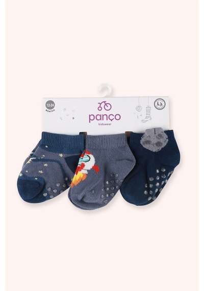 Panço Erkek Bebek 3'lü Patik Çorap Seti 2512bb11004 renkli