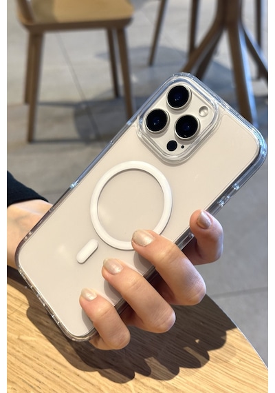 Apple Uyumlu iPhone 16 Pro Şeffaf Kılıf Magsafe Özellikli Hybrid Kristal Kapak Şeffaf