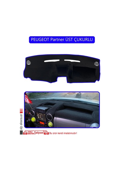 Peugeot Partner Torpido Sag Kapaklı Eski Torpido Koruma Halısı Mavi Kenar